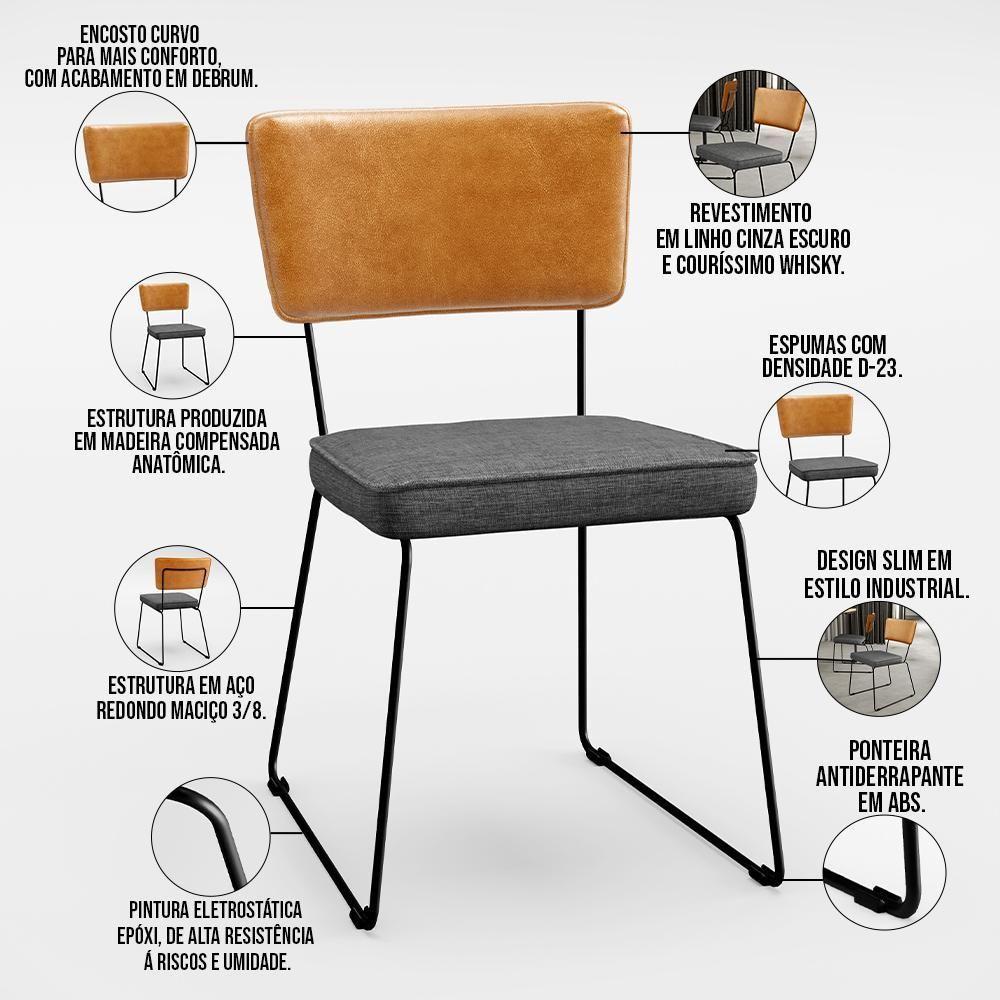 Mesa Capri 160cm Off White E 6 Cadeiras B05 WhiCinza Escuro - 8