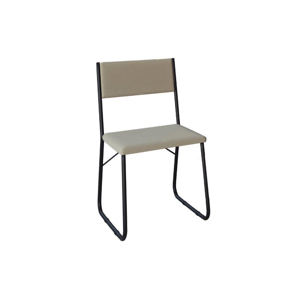 Mesa Jantar Paraty 150Cm Tampo Preto Com Cadeiras 6 Cadeiras Angra Estofadas Preta E Bege - 5