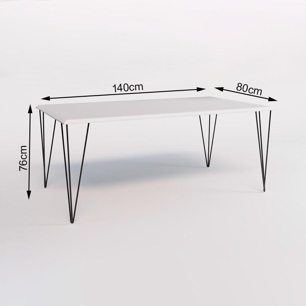 Conjunto De Mesa Elen Retangular Tampo De Madeira 140X80Cm Branco Com 4 Cadeiras Katrina Cobre - 3