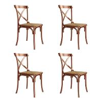 Conjunto De Mesa Elen Retangular Tampo De Madeira 140X80Cm Branco Com 4 Cadeiras Katrina Cobre