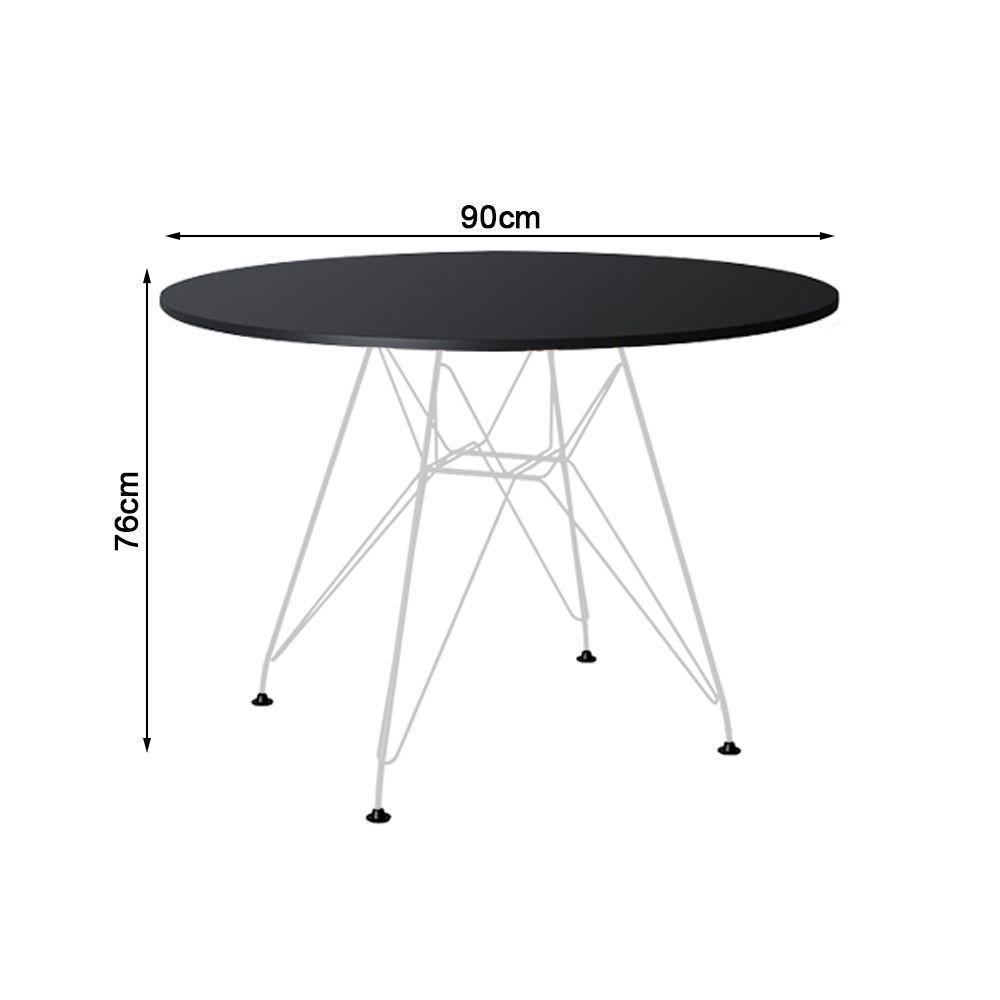 Mesa De Jantar Redonda 90Cm Preta Com 4 Poltronas Pretas Ferro Branco Cor: Branco - 3