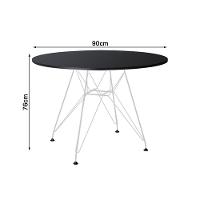 Mesa De Jantar Redonda 90Cm Preta Com 4 Poltronas Pretas Ferro Branco Cor: Branco - 3