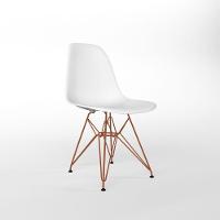 Mesa De Jantar Com 4 Cadeiras Brancas Tampo Redondo Preto 110Cm Com Base Em Ferro Cobre - 3