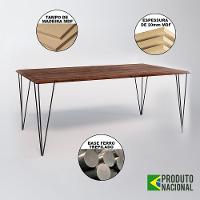 Mesa Sala De Jantar Industrial Amêndoa 135X75 Com 6 Cadeiras Pretas De Ferro Preto Cor: Preto - 9