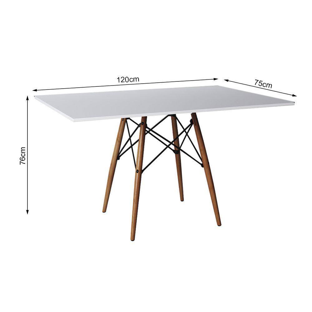 Conjunto De Mesa Eiffel Retangular Tampo De Madeira 120X75Cm Branco Com 4 Cadeiras Katrina Off White - 2