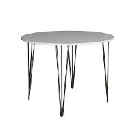 Mesa Com 4 Cadeiras Katrina Preta Elen Hairpin 110Cm Jantar Branca Com Ferro Preto - Preto - 9