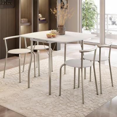 Conjunto Sala de Jantar Palermo 4 Lugares Tampo MDP Dobrável Branco com Mesa Retangular