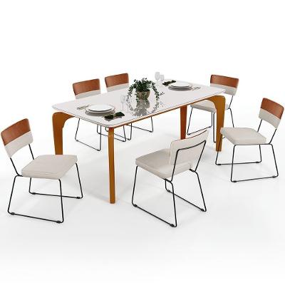 Mesa Capri 160 Cm Off White Com 6 Cadeiras Faixa Camel Cru
