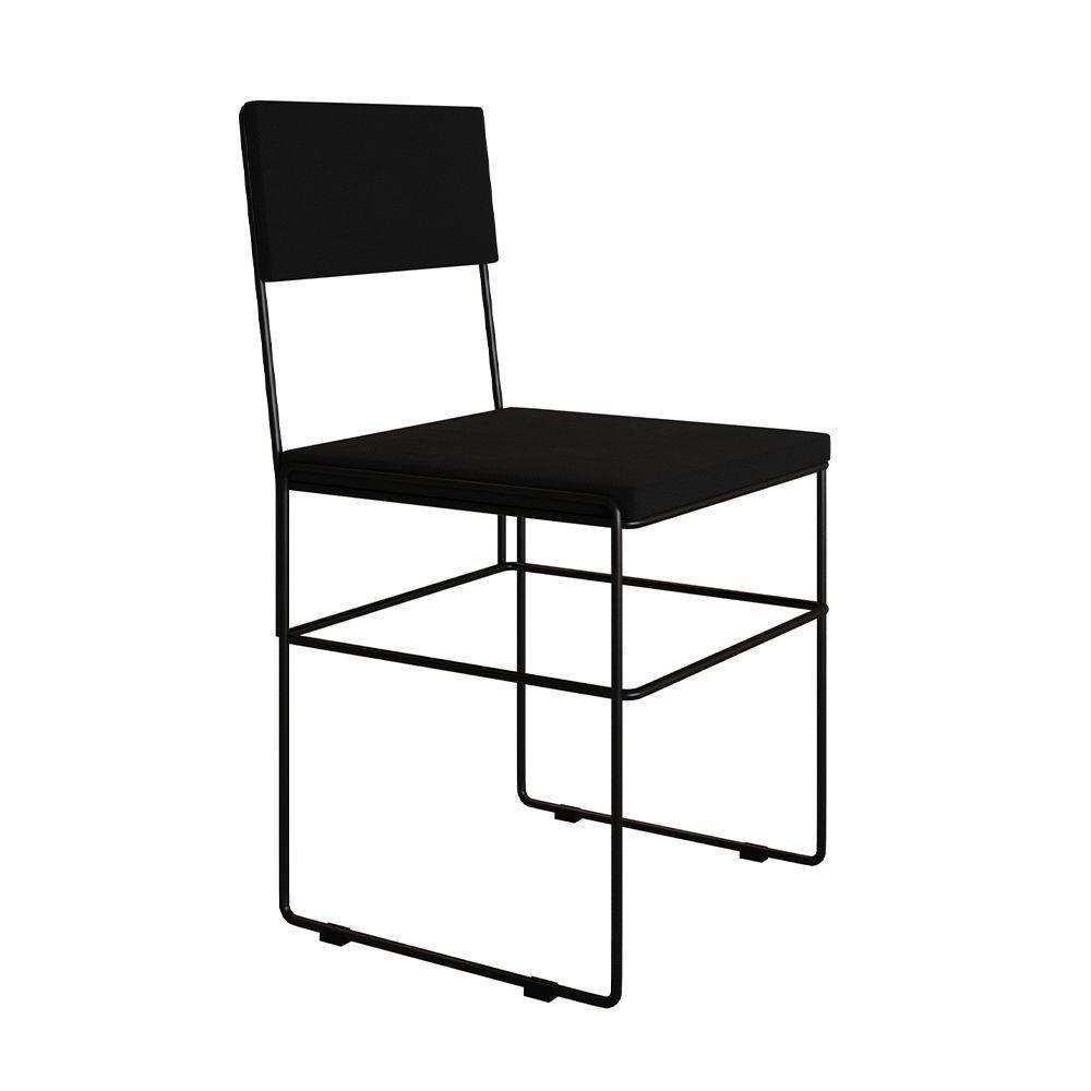 Mesa Jantar Industrial Trama 1,40X0,80M Amêndoa Com 4 Cadeiras Estofadas Vitória Preta - 4