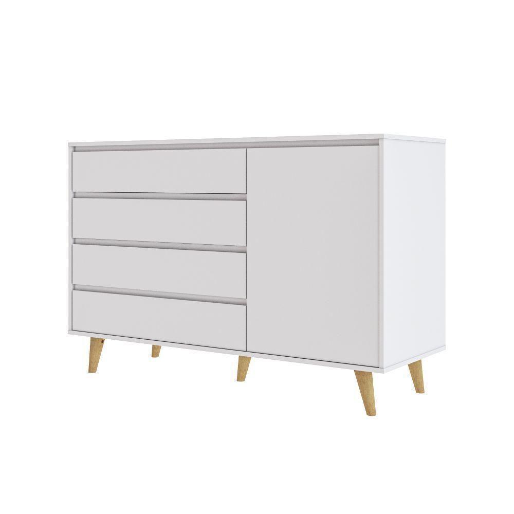 Cômoda Infantil 4 Gavetas Com Fraldário Gran Lorena Branco Fosco Carolina Baby - 6