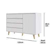 Cômoda Infantil 4 Gavetas Com Fraldário Gran Lorena Branco Fosco Carolina Baby