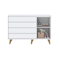 Cômoda Infantil 4 Gavetas Com Fraldário Gran Lorena Branco Fosco Carolina Baby - 5