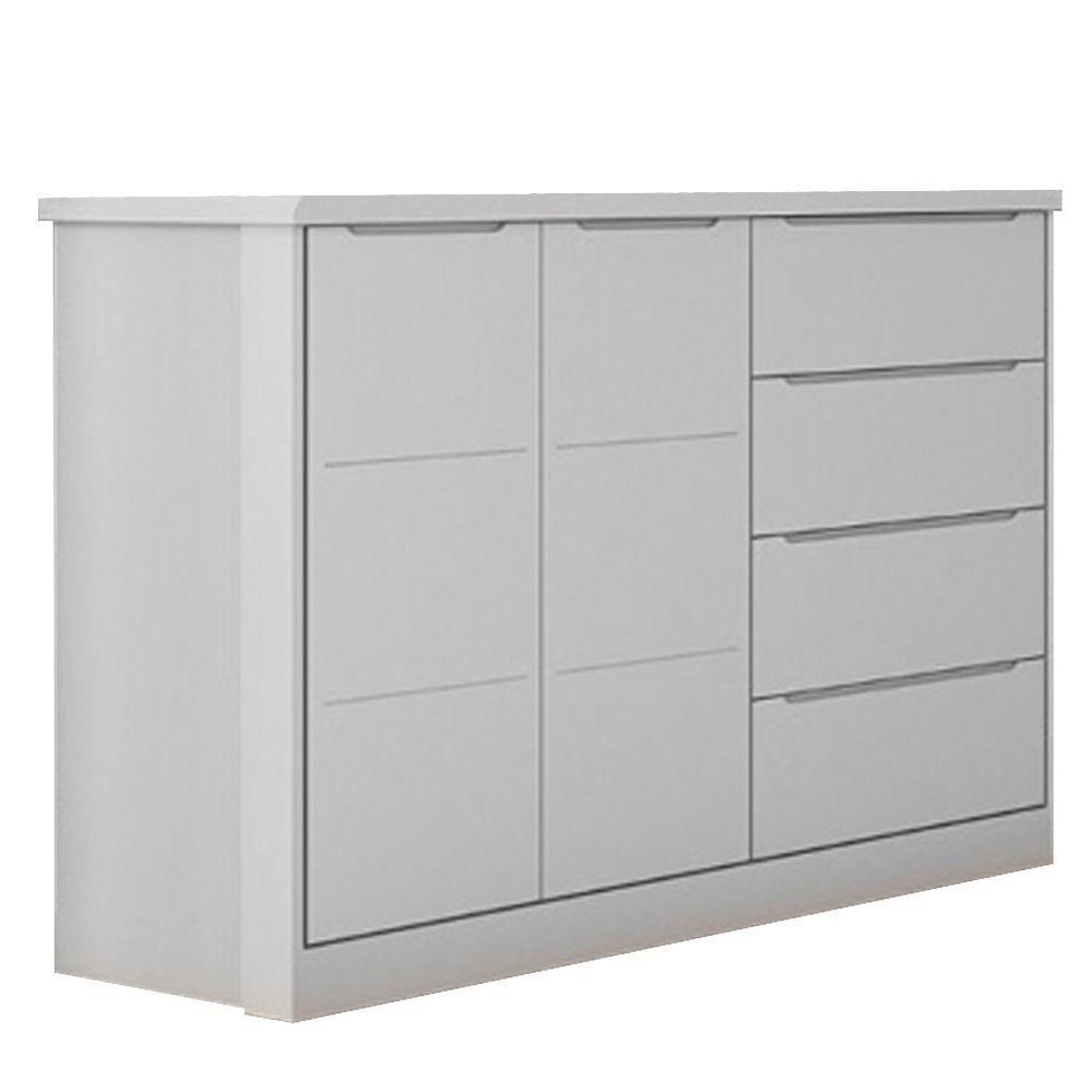 Cômoda Infantil 2 Portas 4 Gavetas Lua P04 Cinza - Mpozenato - 1