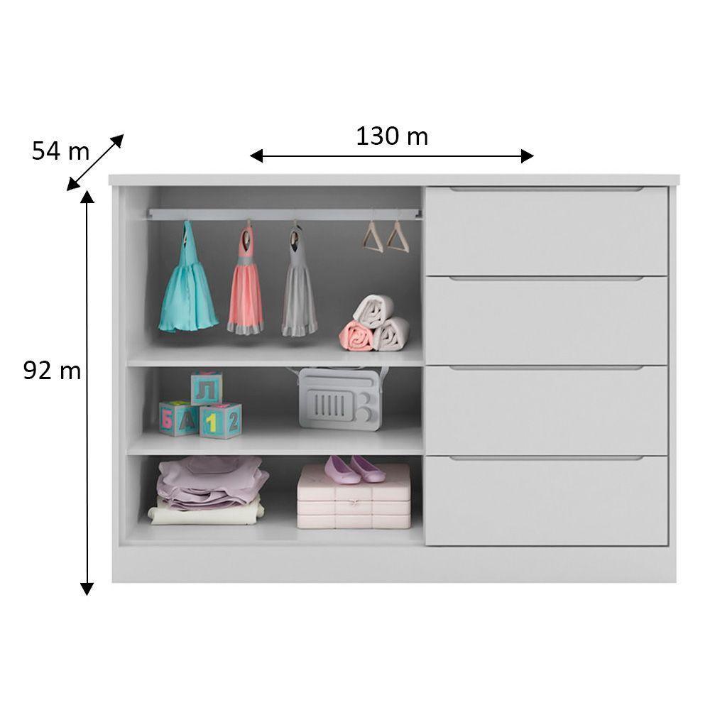 Cômoda Infantil 2 Portas 4 Gavetas Lua P04 Cinza - Mpozenato - 2