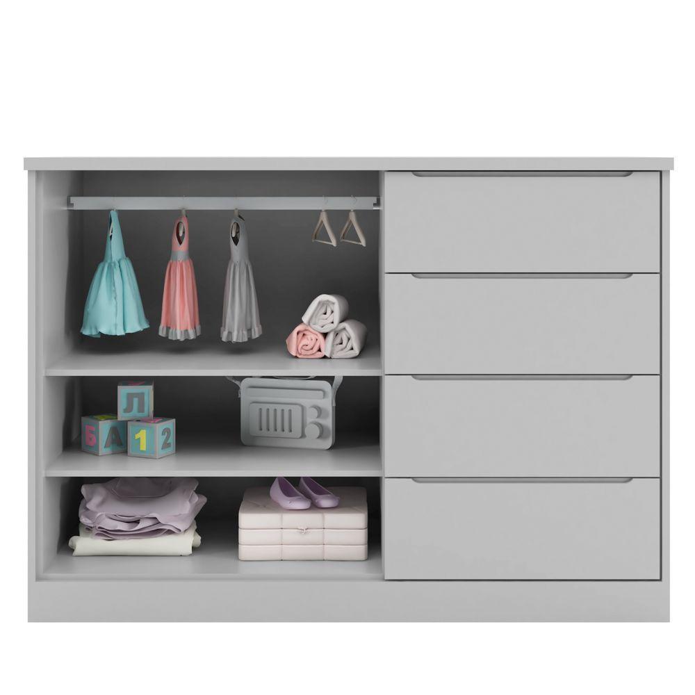 Cômoda Infantil 2 Portas 4 Gavetas Lua P04 Cinza - Mpozenato - 3