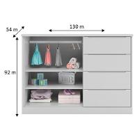 Cômoda Infantil 2 Portas 4 Gavetas Lua P04 Cinza - Mpozenato - 2