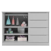 Cômoda Infantil 2 Portas 4 Gavetas Lua P04 Cinza - Mpozenato - 3