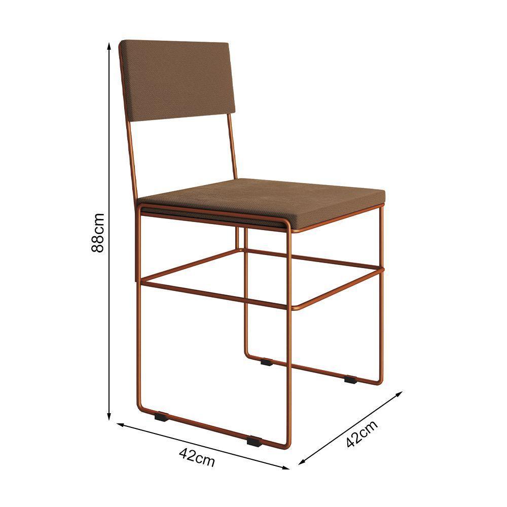 Mesa Jantar Industrial Trama 1,40X0,80M Preta Com 4 Cadeiras Estofadas Vitória Marrom E Cobre - 3