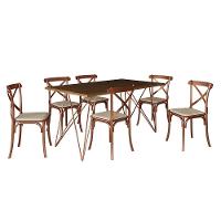 Conjunto Mesa De Jantar 6 Cadeiras Katrina Cobre Trama Premium Cobre E Amêndoa 150 Cm - Preto - 11