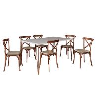 Conjunto Mesa De Jantar Elen Com 6 Cadeiras Katrina Base Cobre E Tampo Branco 150Cm - Branco - 6