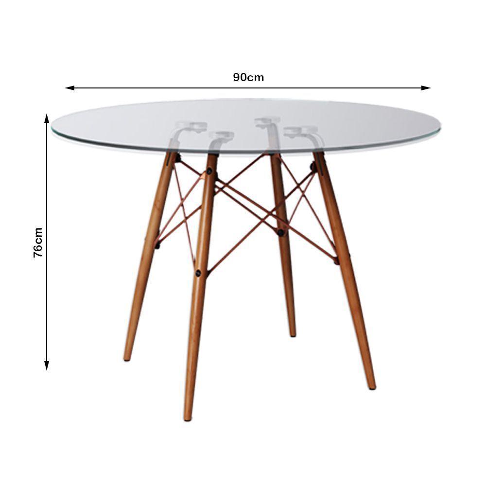 Conjunto De Mesa Eiffel Redondo Tampo De Madeira 90Cm Branco Com 4 Cadeiras Cobreo Corano Beg - 3