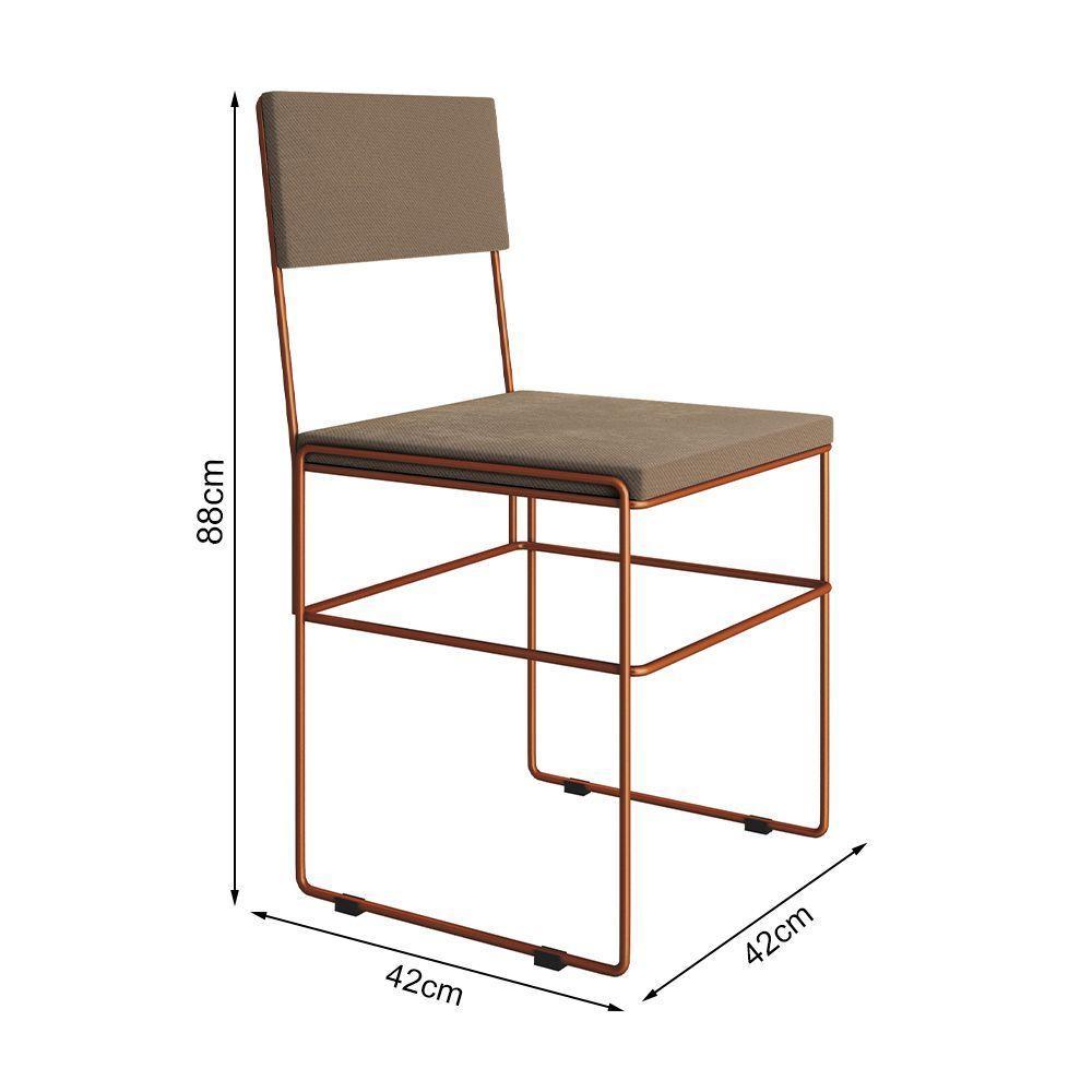 Mesa Jantar Industrial Trama 1,40X0,80M Preta Com 4 Cadeiras Estofadas Vitória Bege E Cobre - 3