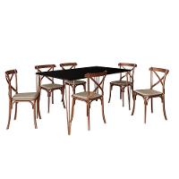 Conjunto Mesa De Jantar Elen Com 6 Cadeiras Katrina Base Cobre E Tampo Preto 150Cm - Preto - 6