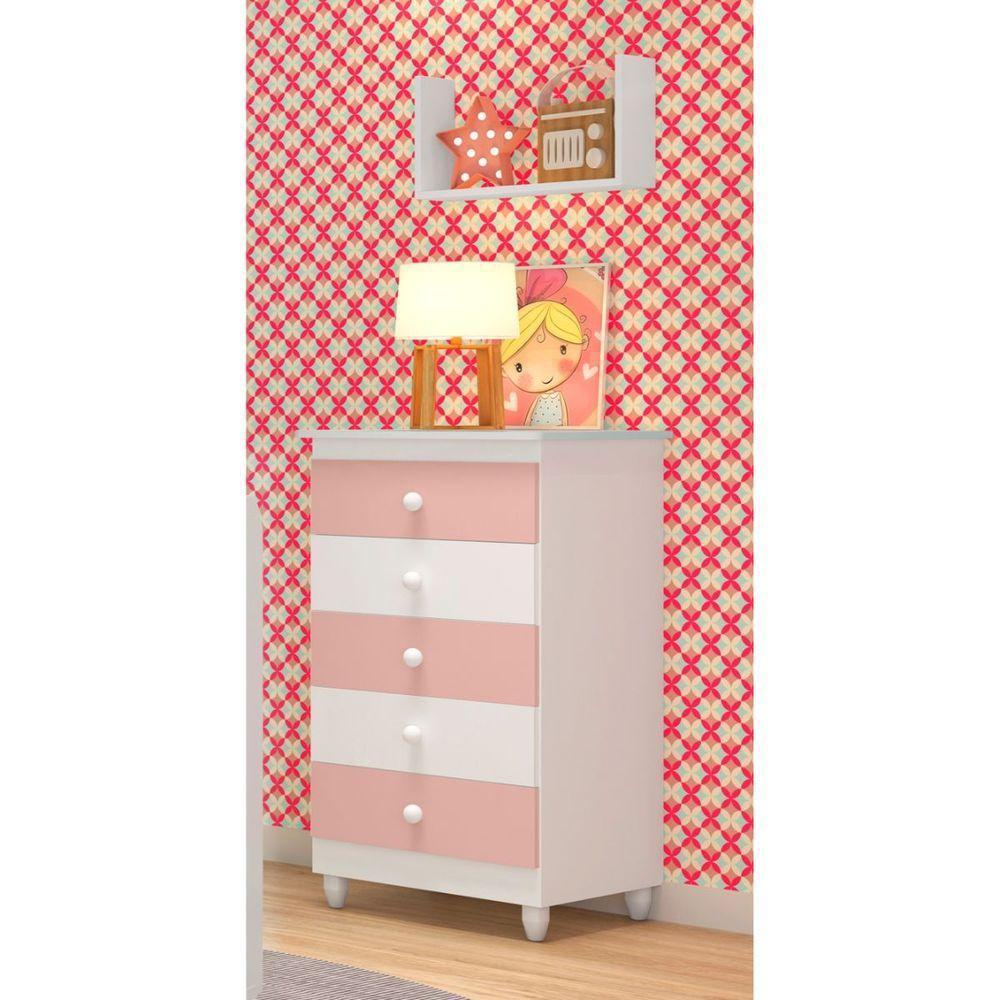 Cômoda Infantil Vitória Com 5 Gavetas Para Quarto Bebê - 3