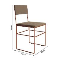 Mesa Jantar Industrial Trama 1,40X0,80M Amêndoa Com 4 Cadeiras Estofadas Vitória Bege E Cobre - 5