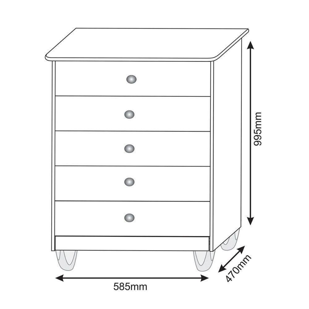 Cômoda Infantil Vitória Com 5 Gavetas Para Quarto Bebê - 2