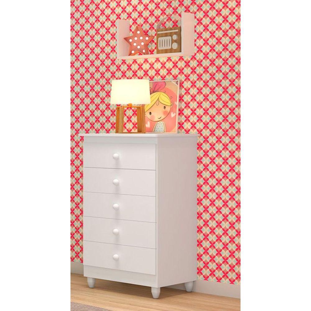 Cômoda Infantil Vitória Com 5 Gavetas Para Quarto Bebê - 3