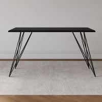 Conjunto Mesa De Jantar 6 Cadeiras Katrina Preto Trama Premium Preto 150 Cm - Preto - 9