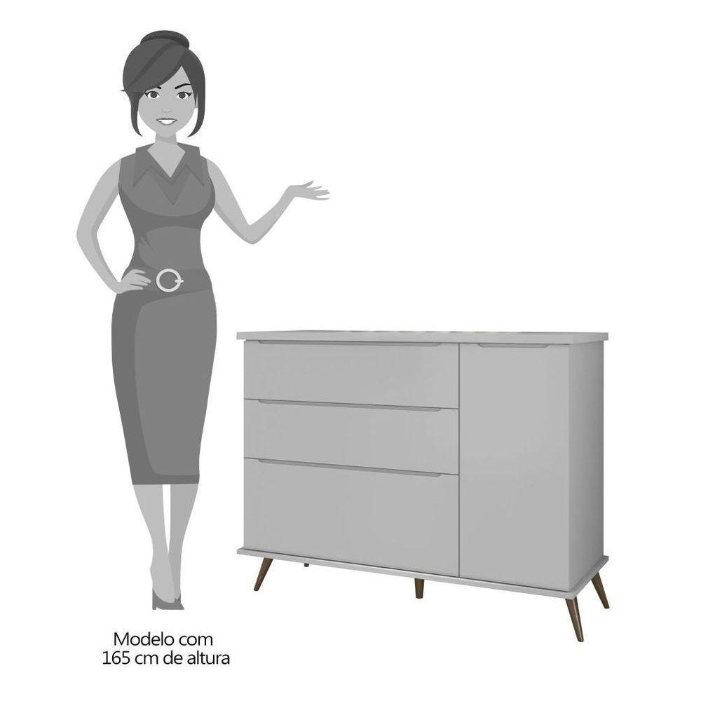 Cômoda Infantil 1 Porta 3 Gavetas 100% Mdf Pés Retrô Cinza - 3