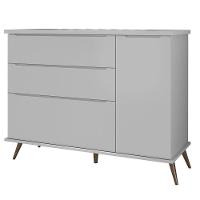 Cômoda Infantil 1 Porta 3 Gavetas 100% Mdf Pés Retrô Cinza - 1