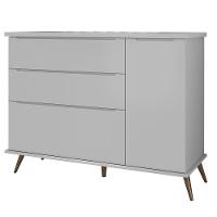 Cômoda Infantil 1 Porta 3 Gavetas 100% Mdf Pés Retrô Cinza - 2