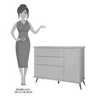 Cômoda Infantil 1 Porta 3 Gavetas 100% Mdf Pés Retrô Cinza - 3