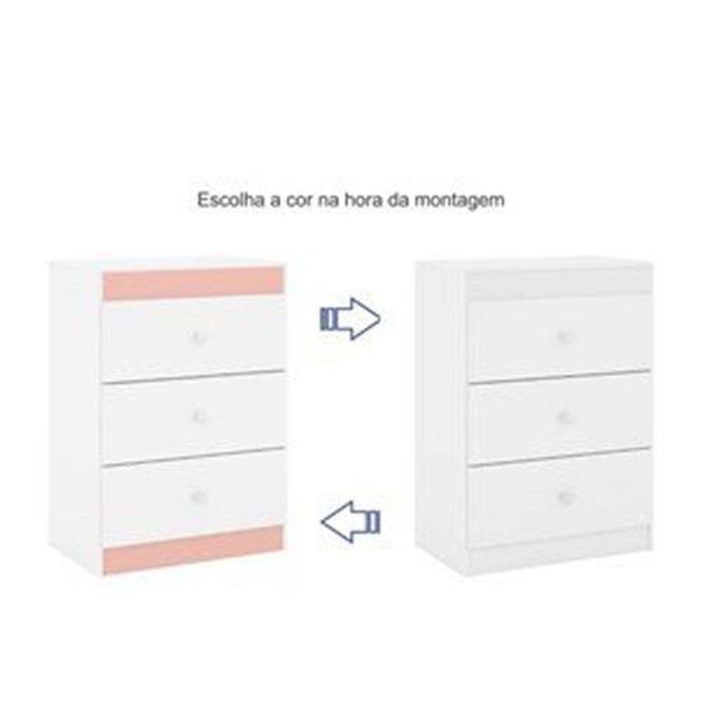 Cômoda Infantil Ternura 3 Gavetas Branco Rosê Flex - 6