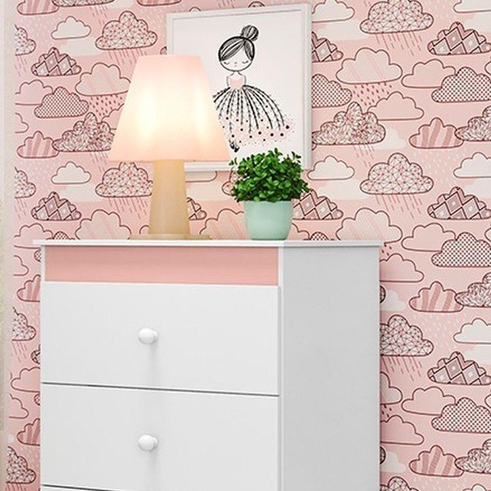 Cômoda Infantil Ternura 3 Gavetas Branco Rosê Flex - 7