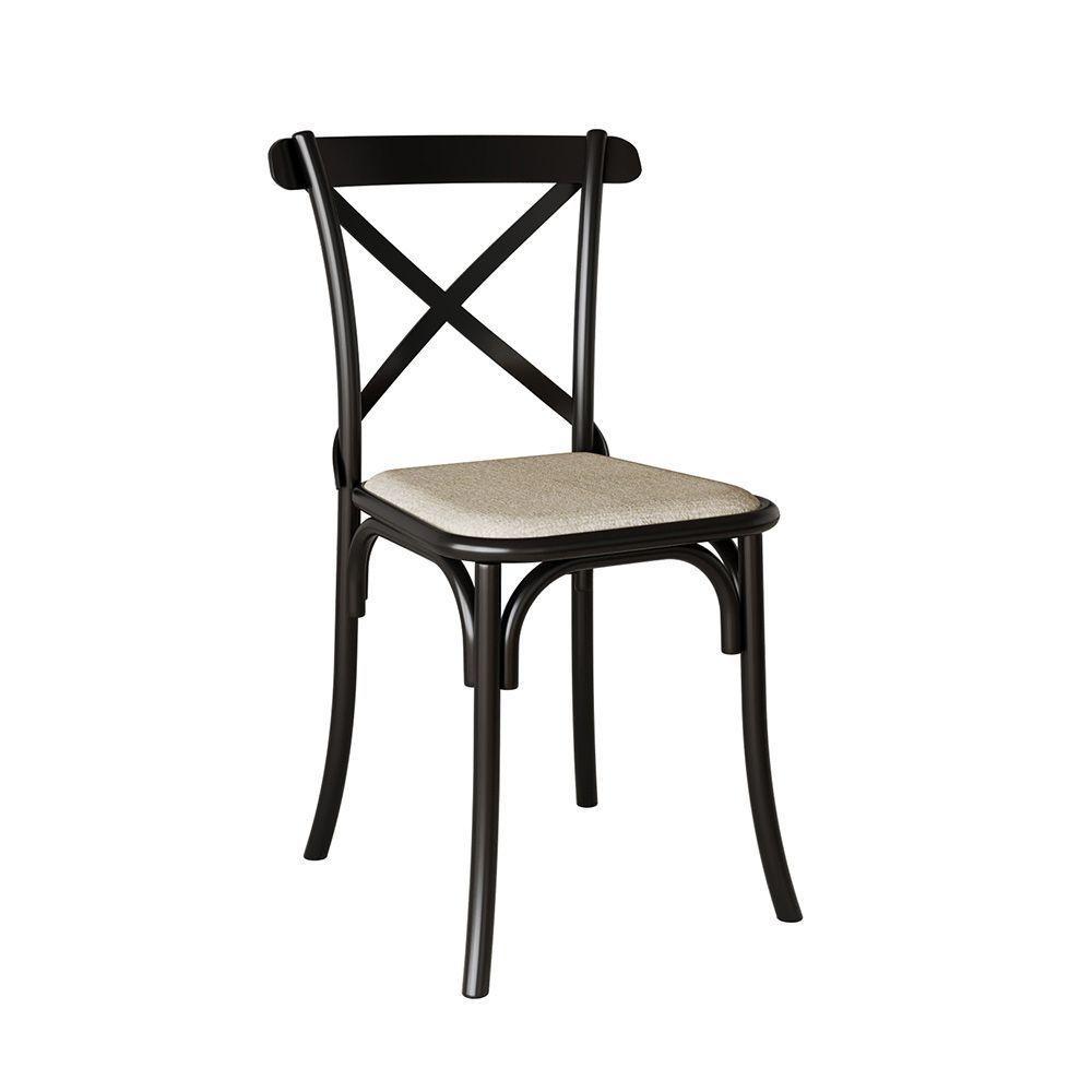 Conjunto Mesa De Jantar 6 Cadeiras Katrina Preto Trama Premium Branco 150 Cm - Preto - 4