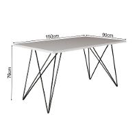Conjunto Mesa De Jantar 6 Cadeiras Katrina Preto Trama Premium Branco 150 Cm - Preto - 3