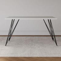 Conjunto Mesa De Jantar 6 Cadeiras Katrina Preto Trama Premium Branco 150 Cm - Preto - 5