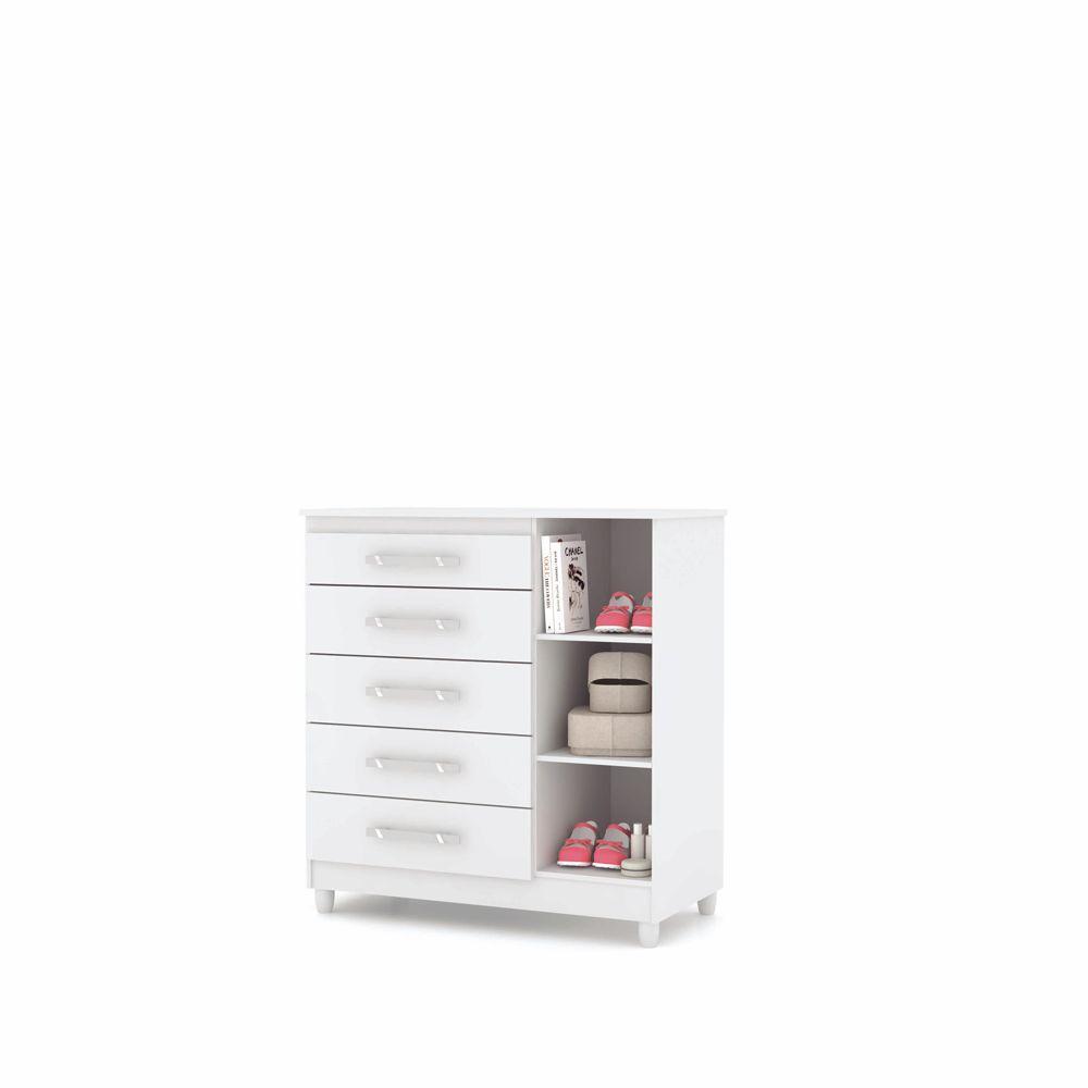 Cômoda Sapateira Infantil 1 Porta 5 Gavetas Branco - 2