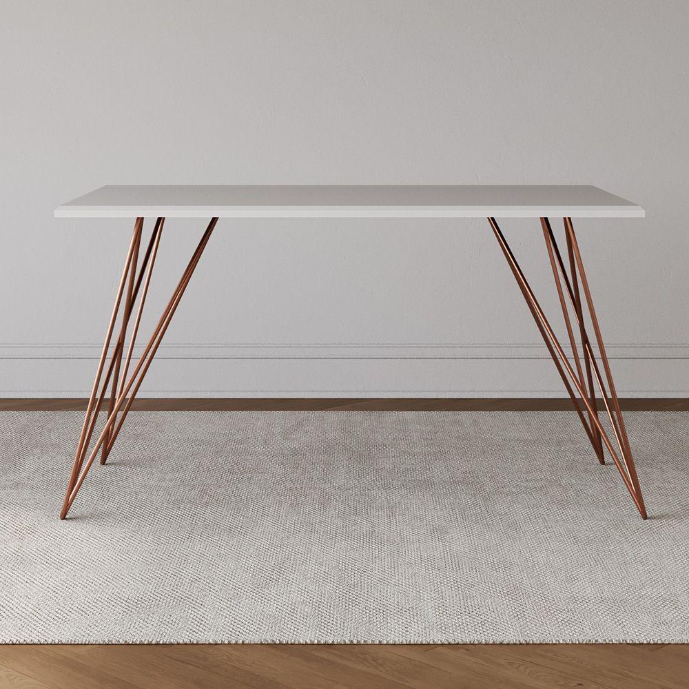 Conjunto Mesa De Jantar 6 Cadeiras Katrina Cobre Trama Premium Cobre E Branco 150 Cm - Preto - 5