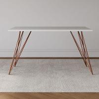 Conjunto Mesa De Jantar 6 Cadeiras Katrina Cobre Trama Premium Cobre E Branco 150 Cm - Preto - 5