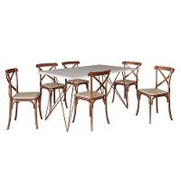 Conjunto Mesa De Jantar 6 Cadeiras Katrina Cobre Trama Premium Cobre E Branco 150 Cm - Preto - 6