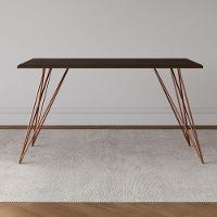 Mesa De Jantar Industrial Com 6 Cadeiras Katrina Cobre Trama Premium Cobre E Amêndoa 150 Cm - Preto - 5