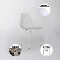 Conjunto De Jantar Tampo Redondo 110Cm Com 4 Cadeiras Brancas Base De Ferro Branco Cor: Branco - 5