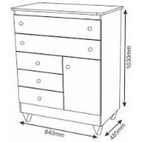 Cômoda Infantil Adhara Com 5 Gavetas E 1 Porta Para Quarto - 2