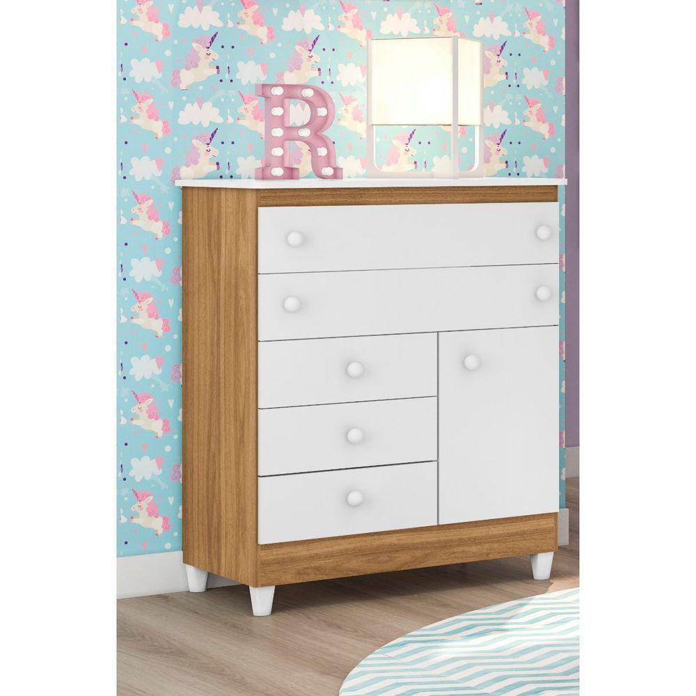 Cômoda Infantil Adhara Com 5 Gavetas E 1 Porta Para Quarto - 3