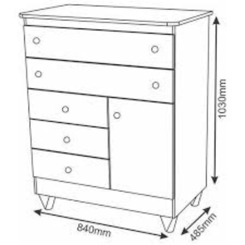 Cômoda Infantil Adhara Com 5 Gavetas E 1 Porta Para Quarto - 4